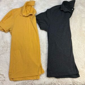 Old Navy Soft Wash Short Sleeve Polo Shirt Duo Mustard and Charcoal Men’s M